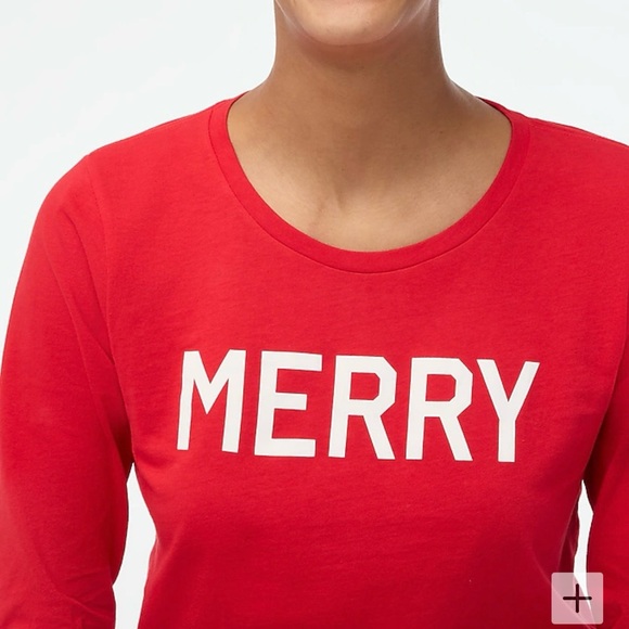 NWT- J. Crew “MERRY” Holiday Long Sleeve Tee Shirt - Picture 8 of 8